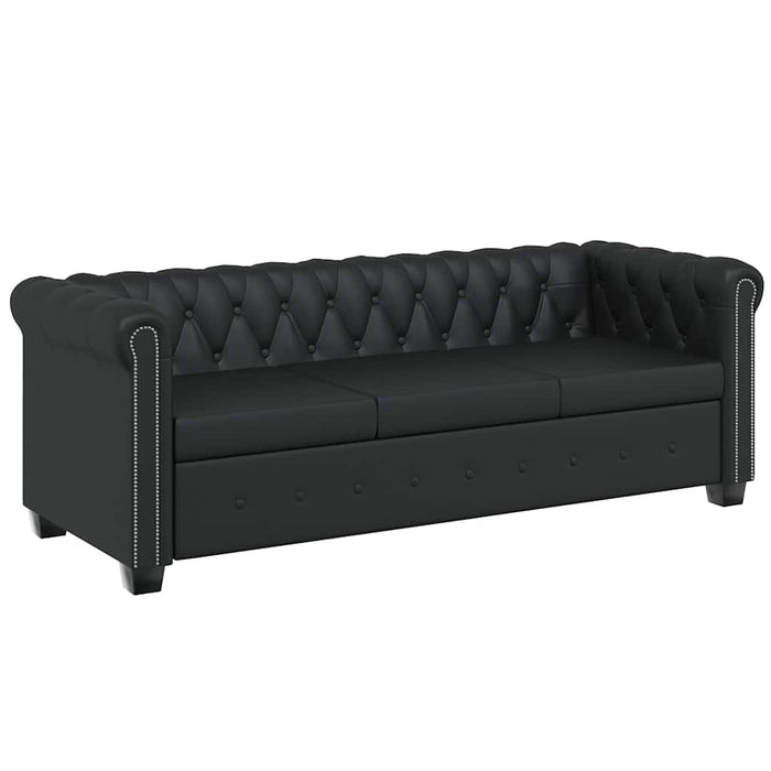 Canapea Chesterfield cu 3 locuri, piele artificială, negru - WALTI WALTI