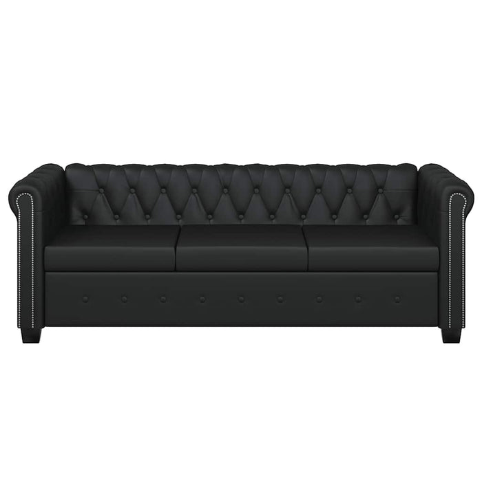 Canapea Chesterfield cu 3 locuri, piele artificială, negru - WALTI WALTI