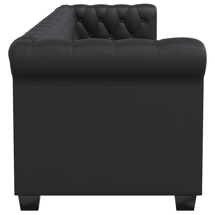 Canapea Chesterfield cu 3 locuri, piele artificială, negru - WALTI WALTI