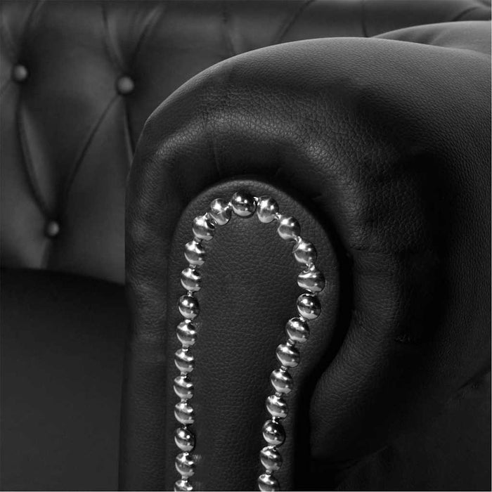 Canapea Chesterfield cu 3 locuri, piele artificială, negru - WALTI WALTI