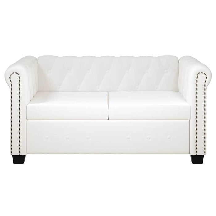 Canapea Chesterfield cu 2 locuri, piele artificială, alb - WALTI WALTI