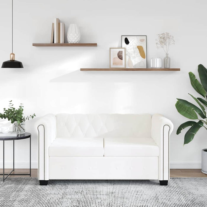 Canapea Chesterfield cu 2 locuri, piele artificială, alb - WALTI WALTI