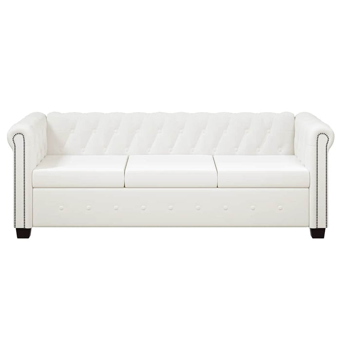 Canapea Chesterfield cu 3 locuri, piele artificială, alb - WALTI WALTI
