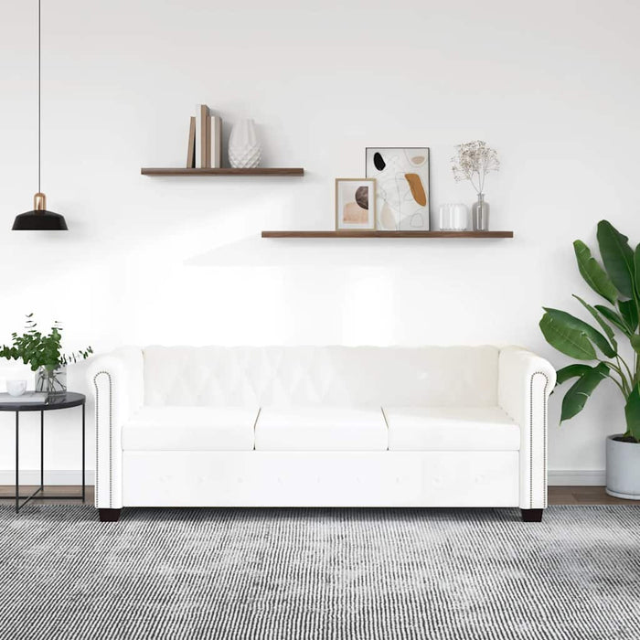 Canapea Chesterfield cu 3 locuri, piele artificială, alb - WALTI WALTI