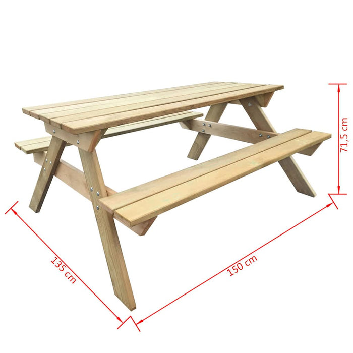 Masă de picnic, 150 x 135 x 71,5 cm, lemn - WALTI WALTI