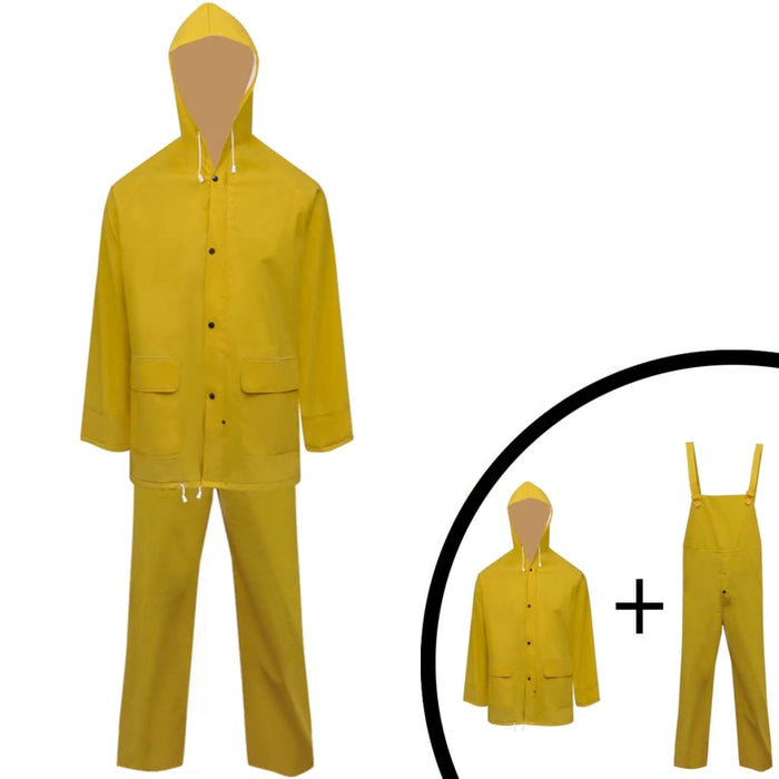 Costum de ploaie impermeabil cu glugă, XL, galben, 2 piese - WALTI WALTI