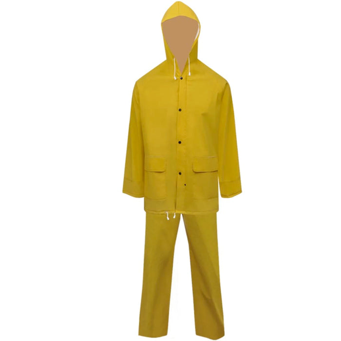 Costum de ploaie impermeabil cu glugă, XL, galben, 2 piese - WALTI WALTI