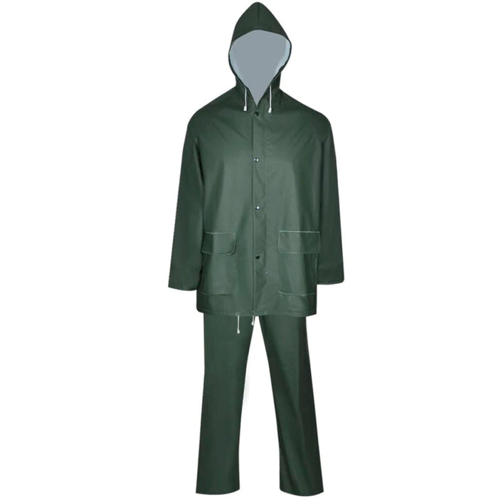 Costum de ploaie impermeabil cu glugă, mărime XXL verde 2 piese WALTI