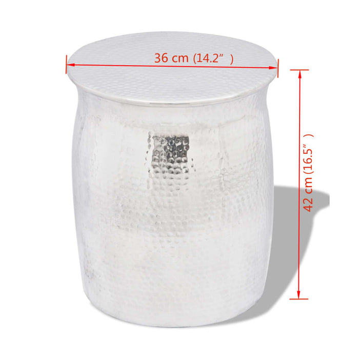 Scaun/Masă laterală din aluminiu bătut la ciocan, argintiu WALTI