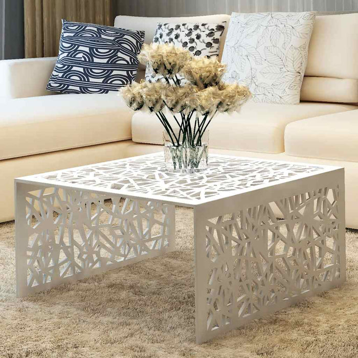 Măsuță de cafea cu design geometric, argintiu, aluminiu - WALTI WALTI