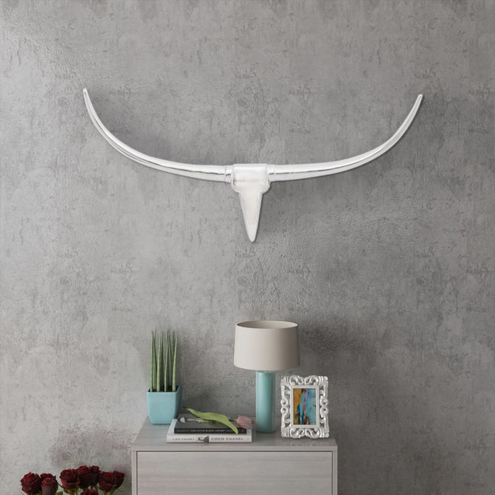 Decorațiune pentru perete tip cap de taur, aluminiu, 96 cm, argintiu - WALTI WALTI