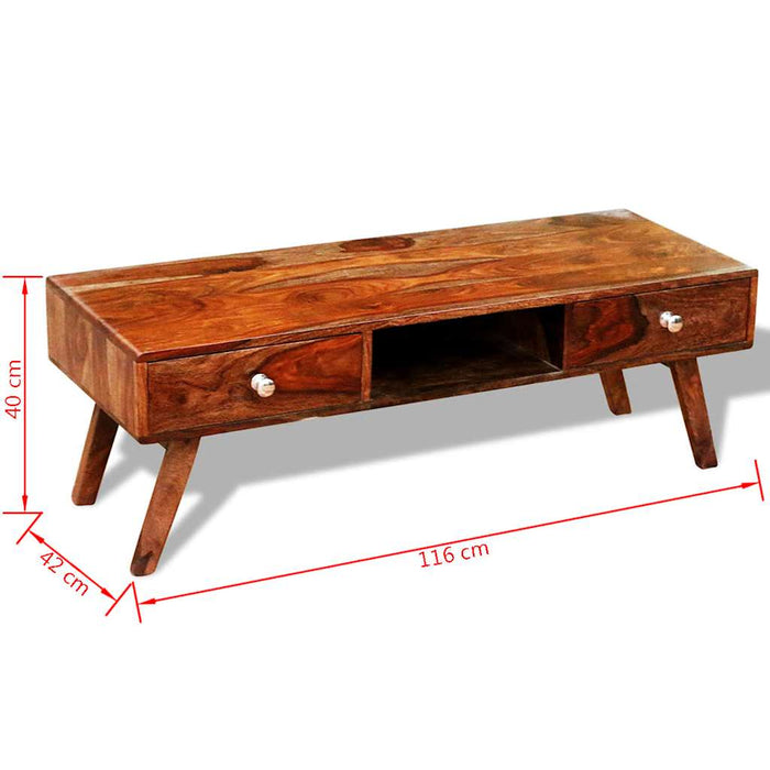 Bufet comodă TV cu 2 sertare, lemn masiv de acacia, vintage, 40 cm WALTI