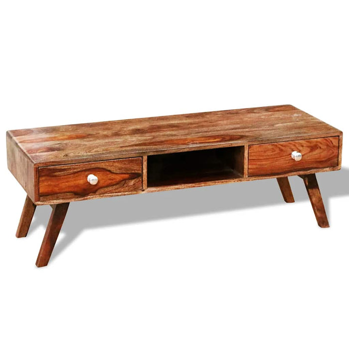 Bufet comodă TV cu 2 sertare, lemn masiv de acacia, vintage, 40 cm WALTI