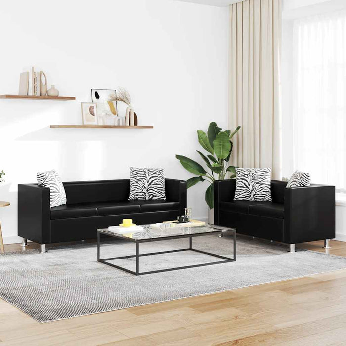 Set canapele 3 locuri și 2 locuri, negru, piele artificială - WALTI WALTI