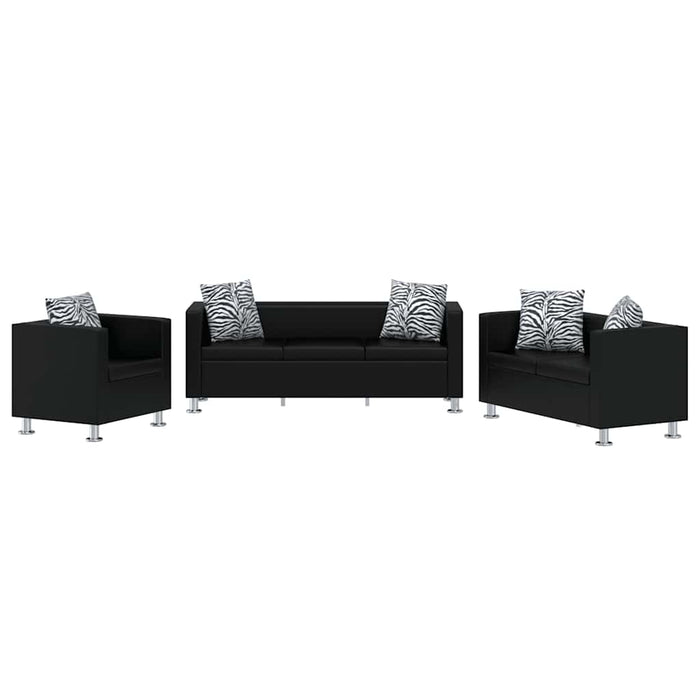 Set canapele 3 și 2 locuri și fotoliu, negru, piele artificială - WALTI WALTI