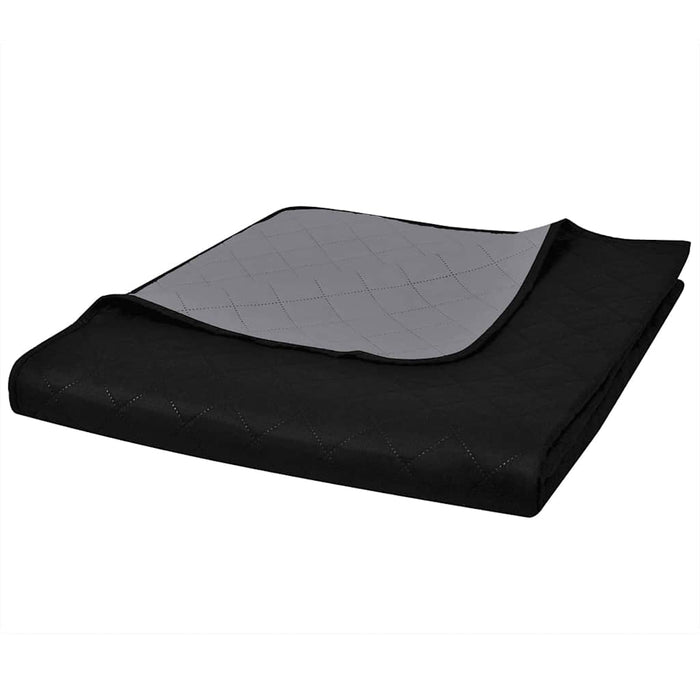 Cuvertură matlasată cu două fețe, negru/gri, 220 x 240 cm - WALTI WALTI