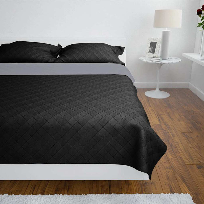 Cuvertură matlasată cu două fețe, negru/gri, 220 x 240 cm - WALTI WALTI