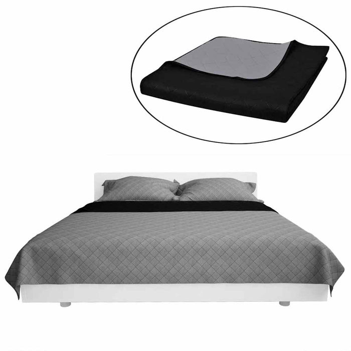 Cuvertură matlasată cu două fețe, negru/gri, 230 x 260 cm - WALTI WALTI