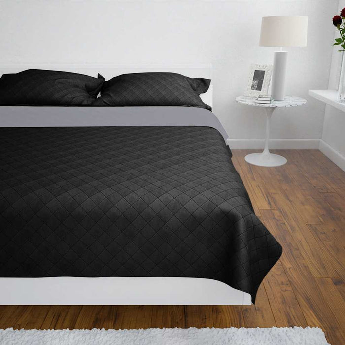 Cuvertură matlasată cu două fețe, negru/gri, 230 x 260 cm - WALTI WALTI