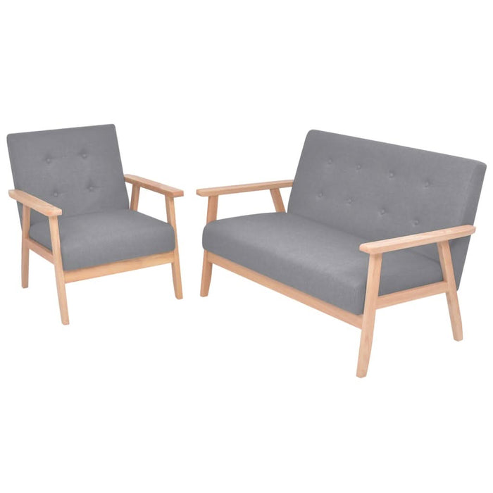 Set cu canapea, 2 piese, material textil, gri deschis - WALTI WALTI