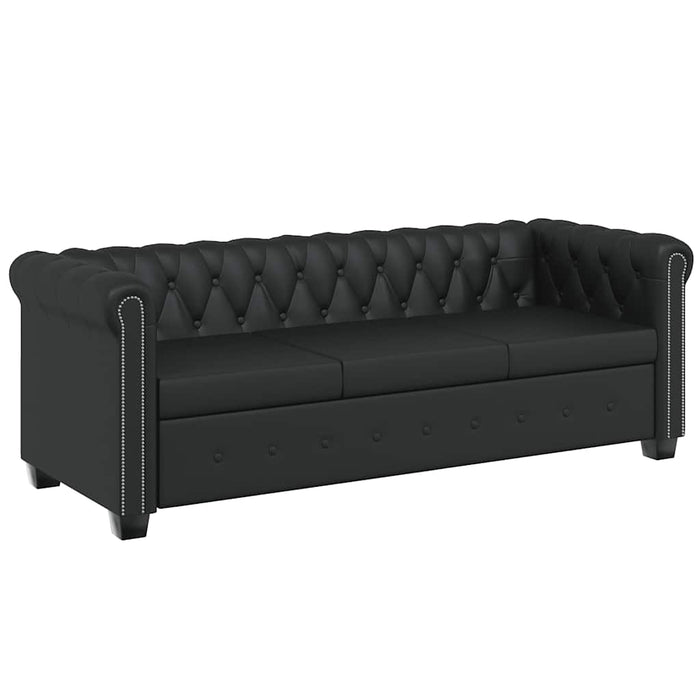 Canapea Chesterfield cu 2 și 3 locuri, piele artificială, negru - WALTI WALTI