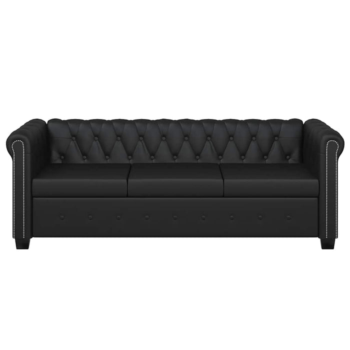 Canapea Chesterfield cu 2 și 3 locuri, piele artificială, negru - WALTI WALTI