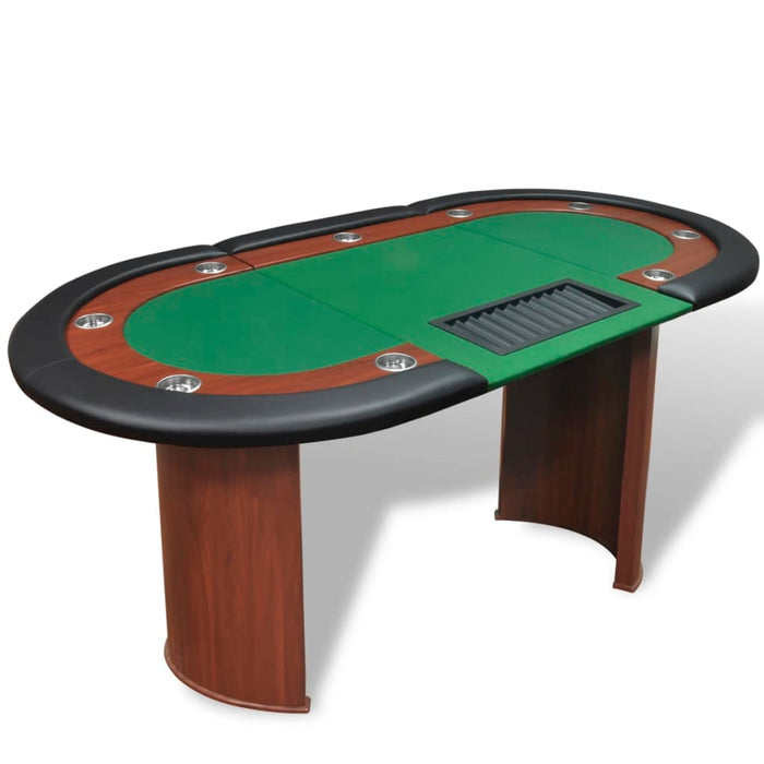 Masă poker 10 persoane, zonă dealer și suport jetoane, verde WALTI