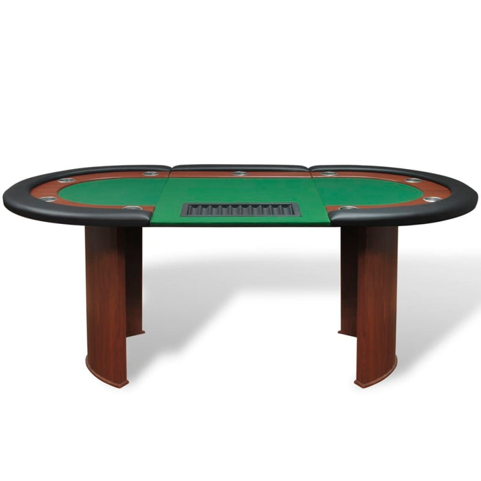 Masă poker 10 persoane, zonă dealer și suport jetoane, verde WALTI