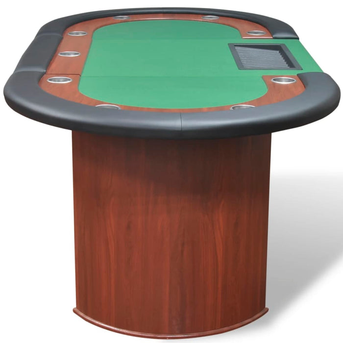Masă poker 10 persoane, zonă dealer și suport jetoane, verde WALTI