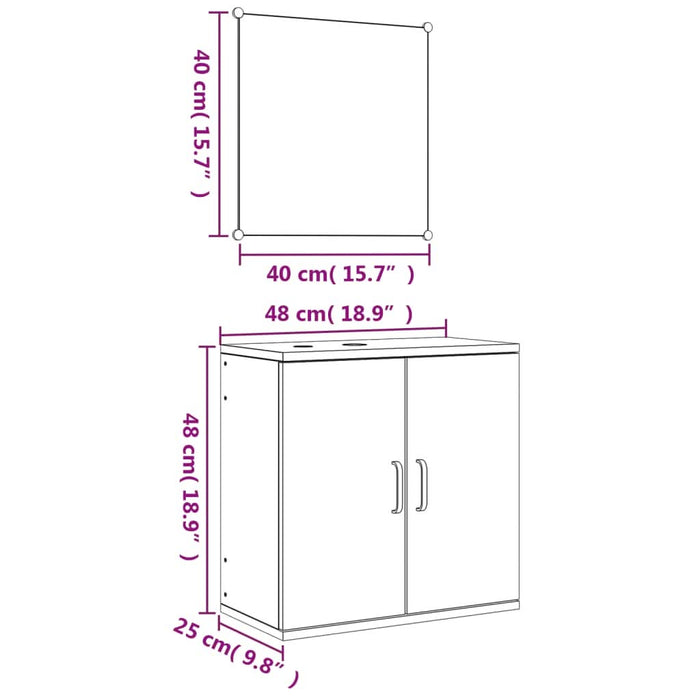 Set de mobilier de baie cu 2 piese, lemn prelucrat negru - WALTI WALTI