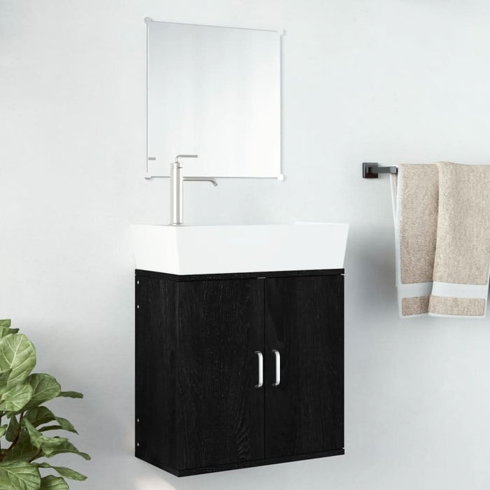 Set de mobilier de baie cu 2 piese, lemn prelucrat negru - WALTI WALTI