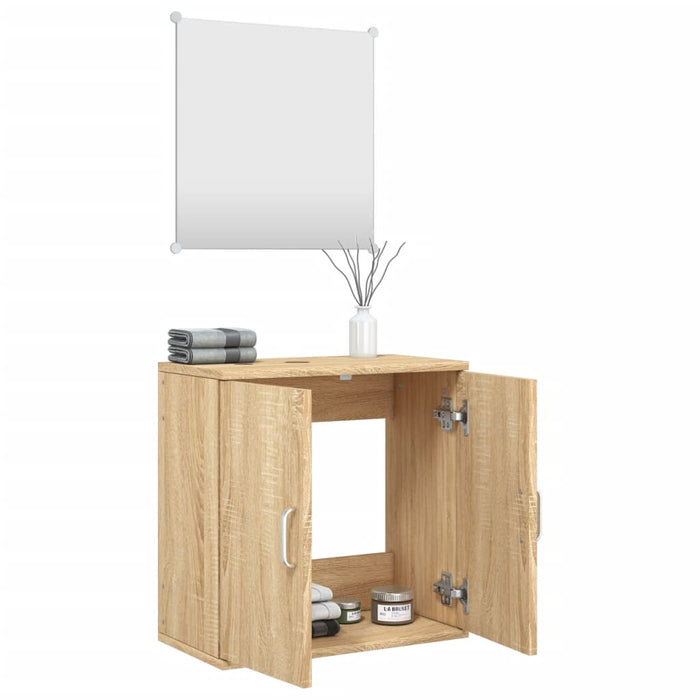 Set mobilier de baie 2 piese, lemn prelucrat stejar - WALTI WALTI