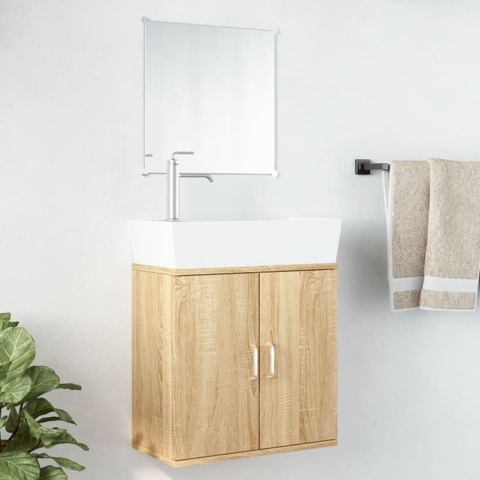 Set mobilier de baie 2 piese, lemn prelucrat stejar - WALTI WALTI
