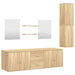 Set de mobilier de baie cu 7 piese, lemn prelucrat din stejar - WALTI WALTI