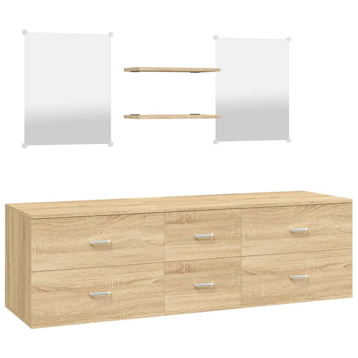 Set de mobilier de baie cu 5 piese, lemn prelucrat din stejar - WALTI WALTI