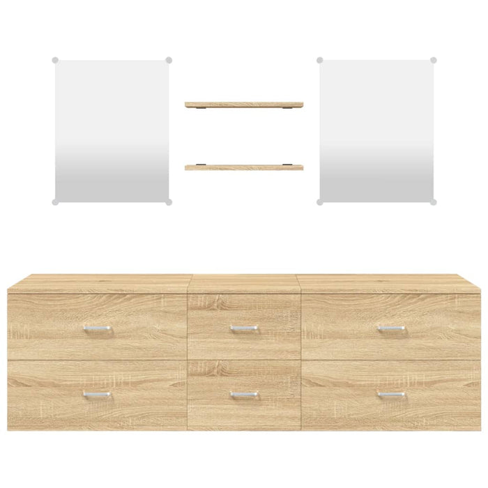 Set de mobilier de baie cu 5 piese, lemn prelucrat din stejar - WALTI WALTI