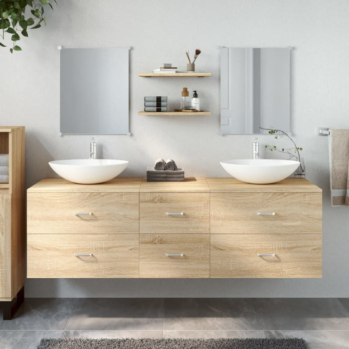 Set de mobilier de baie cu 5 piese, lemn prelucrat din stejar - WALTI WALTI