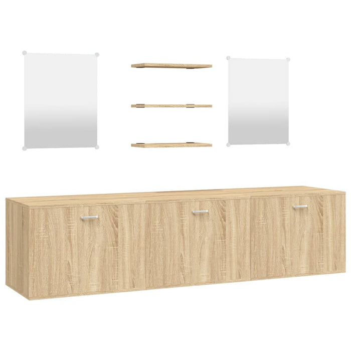 Set mobilier de baie cu 6 piese, lemn prelucrat din stejar - WALTI WALTI