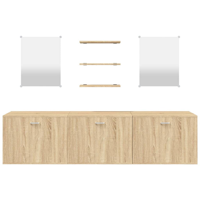Set mobilier de baie cu 6 piese, lemn prelucrat din stejar - WALTI WALTI