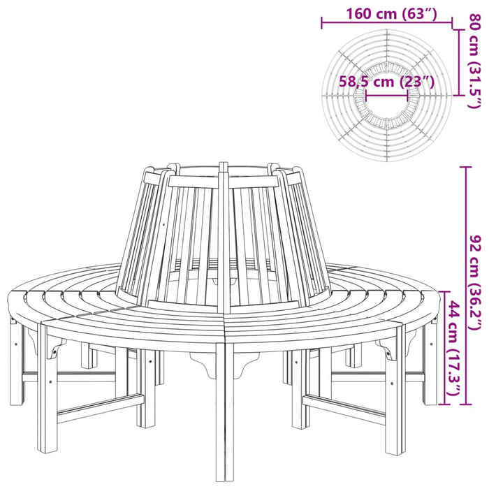 Bancă de copac, Ø 160 cm, lemn - WALTI WALTI