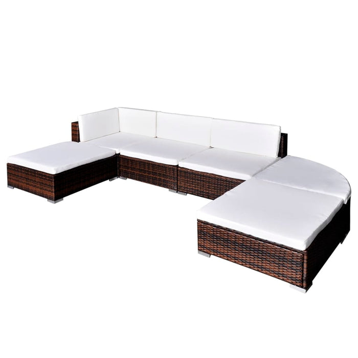 Set mobilier de grădină cu perne, 6 piese, maro, poliratan - WALTI WALTI