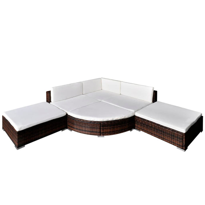 Set mobilier de grădină cu perne, 6 piese, maro, poliratan - WALTI WALTI