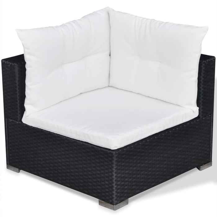 Set mobilier de grădină cu perne, 5 piese, negru, poliratan WALTI