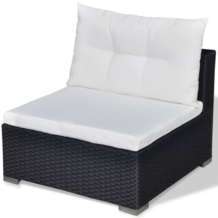 Set mobilier de grădină cu perne, 5 piese, negru, poliratan WALTI