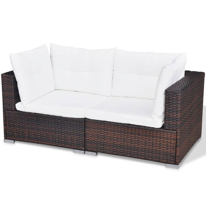 Set mobilier de grădină cu perne, 10 piese, maro, poliratan WALTI