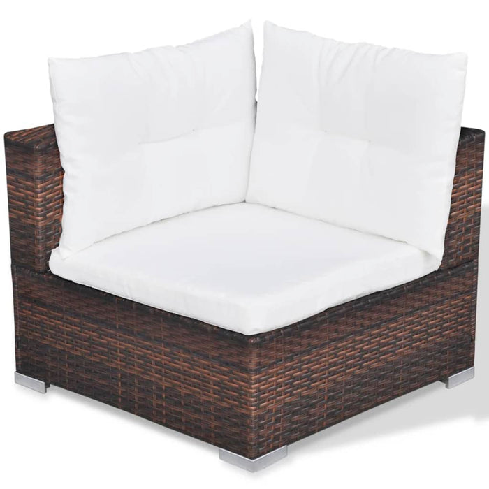 Set mobilier de grădină cu perne, 10 piese, maro, poliratan WALTI