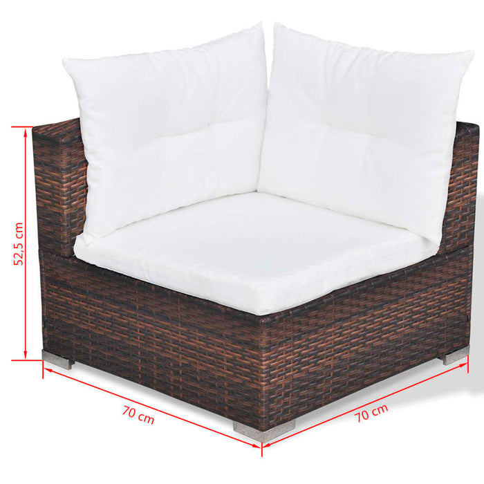 Set mobilier de grădină cu perne, 10 piese, maro, poliratan WALTI