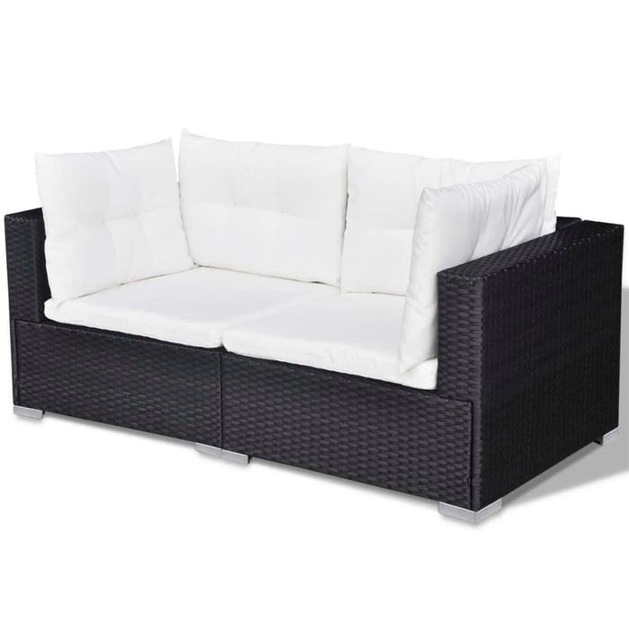 Set mobilier de grădină cu perne, 10 piese, negru, poliratan WALTI