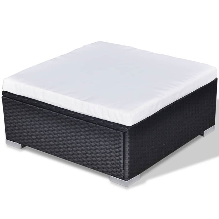 Set mobilier de grădină cu perne, 10 piese, negru, poliratan WALTI