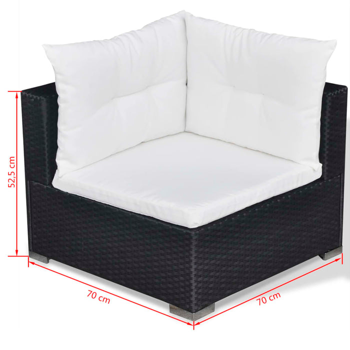 Set mobilier de grădină cu perne, 10 piese, negru, poliratan WALTI